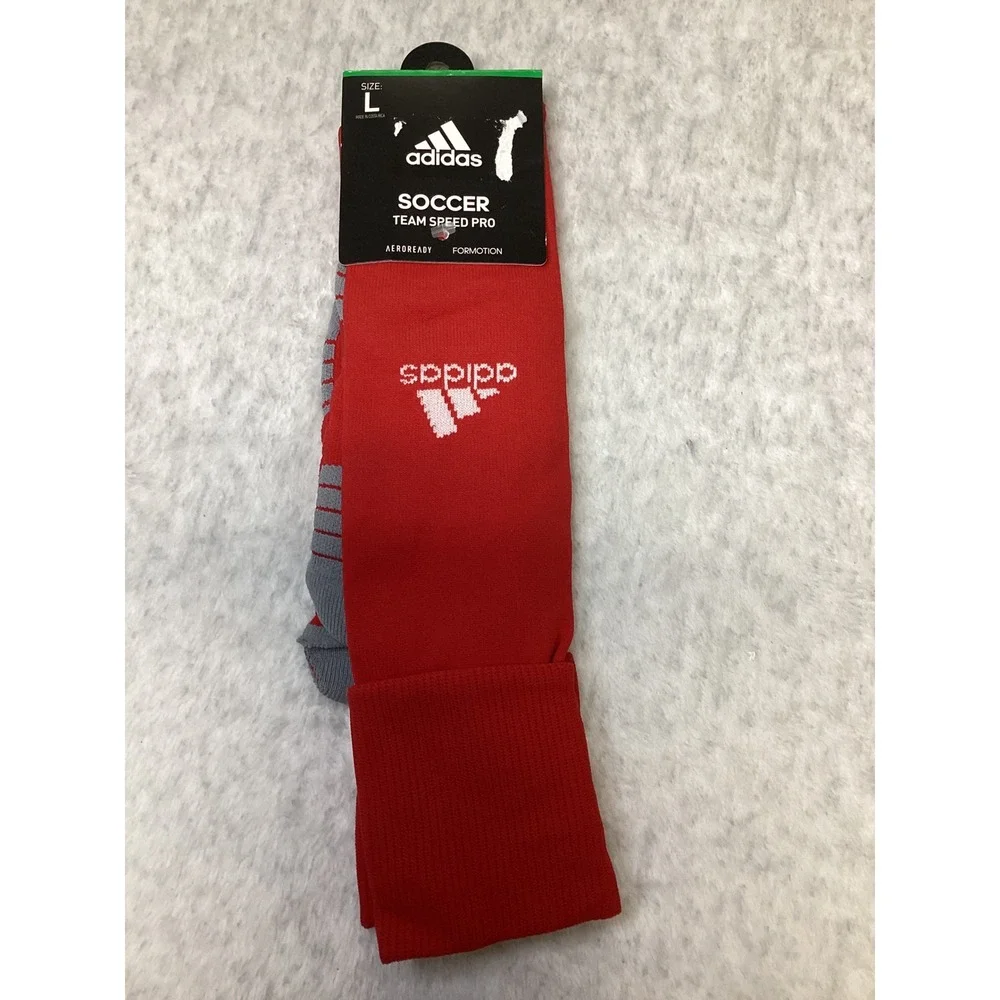 Adidas Team Speed Pro OTC Soccer Socks Red Grey Mens Large 5145741D Aeroready